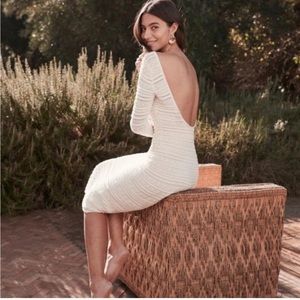 sezane scoop back white knit dress